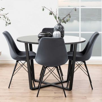 Table à manger Amanda Ø110 - marbre/noir