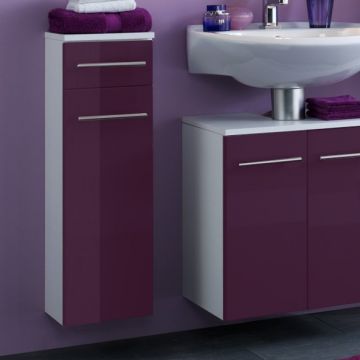 Armoire de salle de bains Small 25cm 1 tiroir & 1 porte - violet brillant