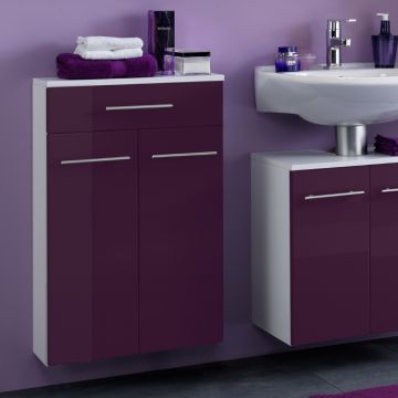 Armoire de salle de bains Small 50cm 1 tiroir & 2 portes - violet brillant
