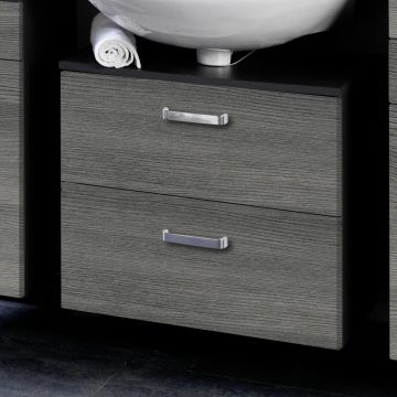 Meuble sous lavabo Bobbi 60cm 1 porte et 1 tiroir - graphite/chêne gris