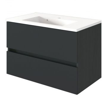 Meuble lavabo Brama 80cm 2 tiroirs - graphite/gris mat