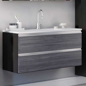 Meuble lavabo Lotuk 100cm 2 tiroirs - chêne gris