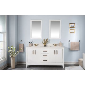 Jussara" Ensemble de meubles de salle de bains | Quartz et porcelaine | Blanc