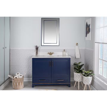 Jussara Ensemble de meubles de salle de bain | 2 pièces | 100% bois massif et quartz | bleu foncé