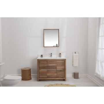 Jussara Ensemble de meubles de salle de bain (2pc) | 100% bois, comptoir en quartz, noyer blanc
