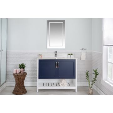 Jussara" Ensemble de meubles de salle de bain | 2 pièces | 100% bois massif | Bleu foncé