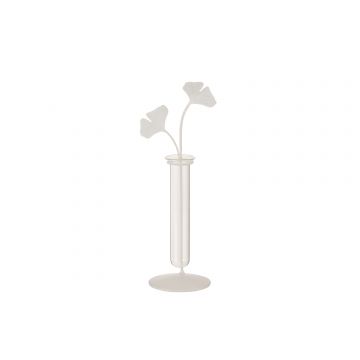 Vase 1 porteur fleurs metal blanc