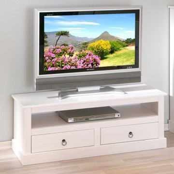 Meuble tv Provence 118cm à 2 tiroirs - blanc