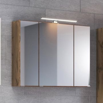 Armoire de toilette Luna 60cm avec 3 portes et éclairage LED - chêne