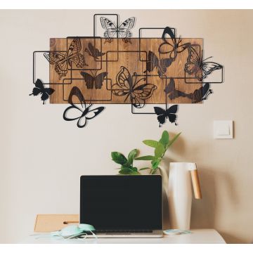 Wallity" Accessoire mural décoratif en bois | 100% métal | Noyer noir