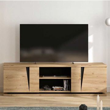 Meuble TV Split 180cm 2 portes - chêne artisan