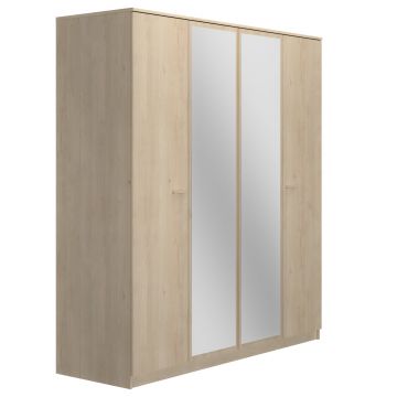 Armoire Tulle | Avec miroirs | 181 x 60 x 200 cm | Blonde Oak design