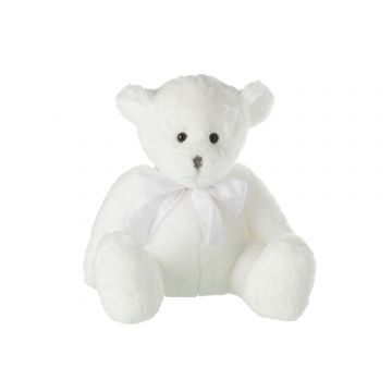 Ourson peluche nœud polyester blanc large