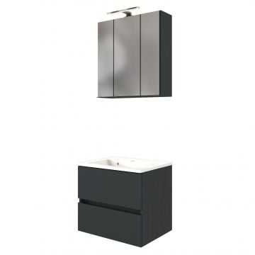 Set meuble lavabo Brama 60cm - graphite/gris mat