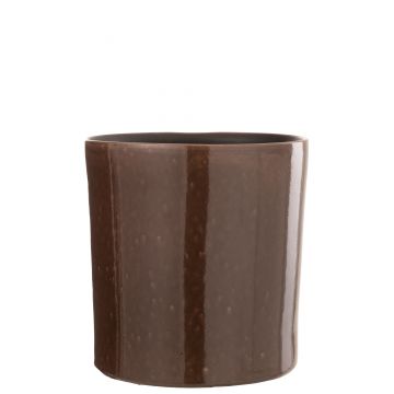 Pot de fleurs flexible ceramique brun large