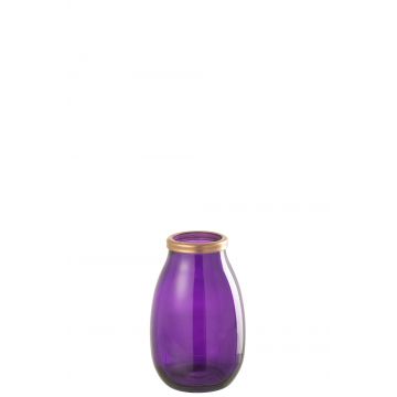 Vase bord or verre mauve s