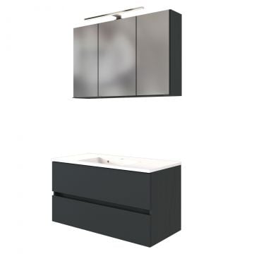 Set meuble lavabo Brama 100cm - graphite/gris mat