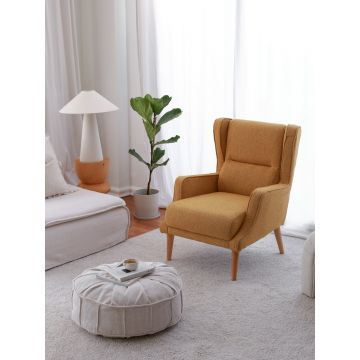 Atelier Del Sofa Wing Chair | Structure 100% bois, tissu Teddy | Mustard