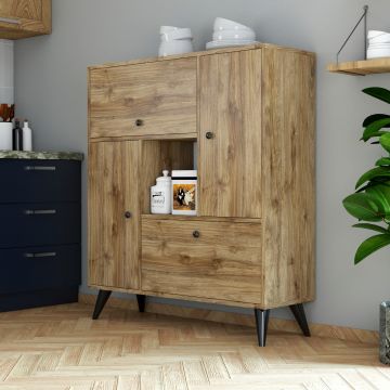 Elegant Multi Purpose Cabinet | Wall Mountable | Walnut Finish