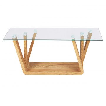 Table basse Nina avec plateau en verre - chêne sauvage