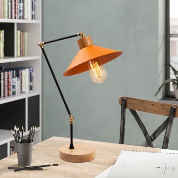 Lampe de table élégante et contemporaine | Corps en métal | Orange | 24cm de diamètre | 52cm de hauteur
