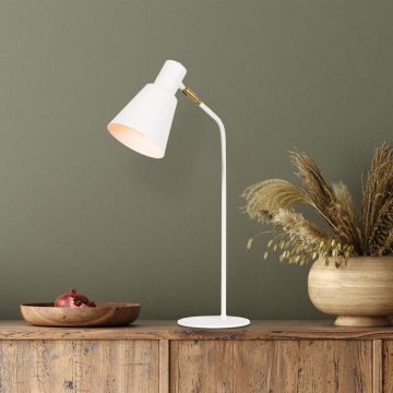 Lampe à poser blanche, élégante et contemporaine, 14x28 cm | Hauteur : 50 cm