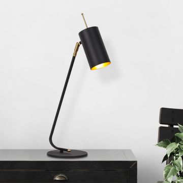 Lampe de table moderne et élégante | Corps en fer noir et doré | 8x26cm | 55cm de hauteur