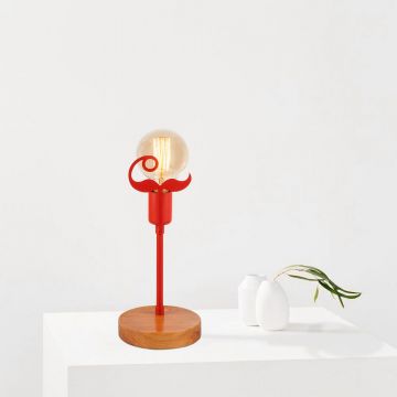 Nitid Lampe de table | Corps en métal | Noyer rouge | 15 x 15 cm