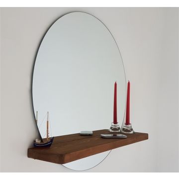 Locelso | Miroir en bois massif 100% pin - 70cm x 70cm - Noyer