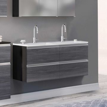 Meuble lavabo Lotuk 120cm 4 tiroirs - chêne gris