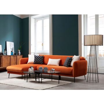 Canapé-lit d'angle Comfort Plus | Cadre en hêtre | Orange