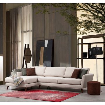 Canapé-lit d'angle confortable" | Cadre en bois de hêtre | Tissu polyester beige