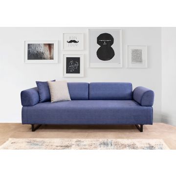 Canapé-lit 3 places | Confort et mode | Structure en bois de hêtre | Couleur bleue
