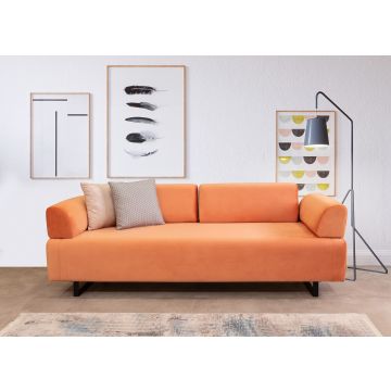 Canapé-lit 3 places" | Confort et design unique | Saumon | Tissu 100% polyester
