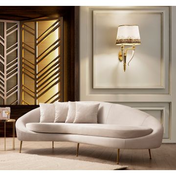 Canapé 3 places | Confortable et élégant | Structure en bois de hêtre | Tissu polyester | Longueur 255cm