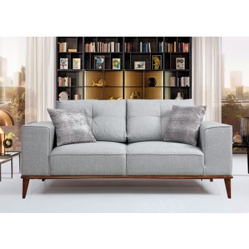 Canapé-lit 2 places gris | Confortable et élégant | Structure en bois de hêtre | Tissu polyester
