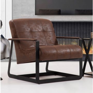 Artie Wing Chair | Structure en bois de hêtre | Tissu polyester marron