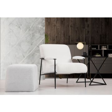 Artie Wing Chair | Structure en bois de hêtre | Tissu polyester | 75x80x85 cm | Mousse et plumes grises | Dossier réglable