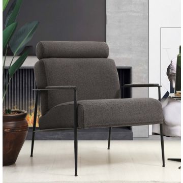 Artie Wing Chair | Structure en bois de hêtre et aggloméré | Tissu 100% polyester | Gris