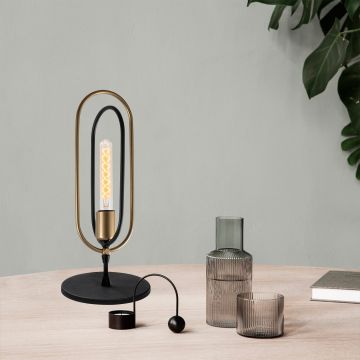 Tatum Lampe de table | Métal Noir Or | 15x15 cm | 38 cm Hauteur
