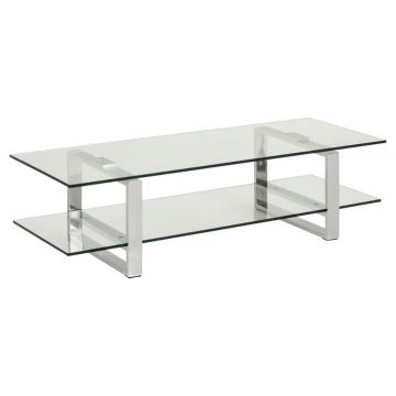 Table basse Nicola 120cm avec plateau en verre - gris