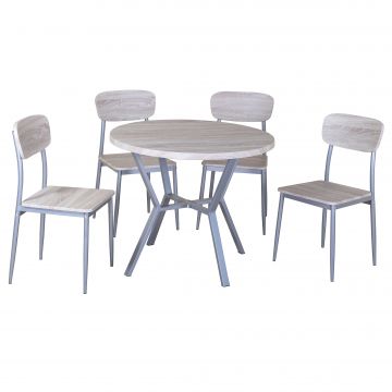 Table et chaises Rouen, 4 chaises - décor chêne de Sonoma
