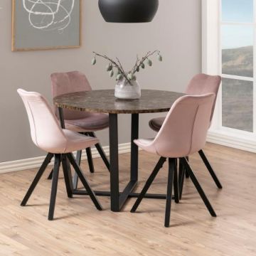 Table à manger Amanda Ø110 - marbre brun/noir
