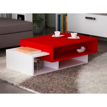 Table basse artistique en bois | 100% mélaminé | 18mm d'épaisseur | blanc rouge