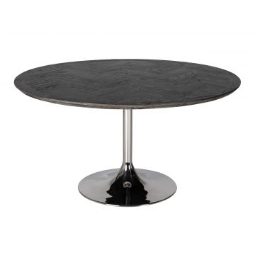 Table à manger Bony Ø140cm motif à chevrons-noir/argent