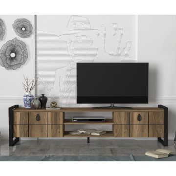 Meuble TV moderne | Mélaminé | 184.5cm de largeur | Noyer Noir