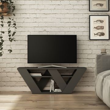 Meuble TV en bois anthracite | 100% mélaminé | 110x40x30 cm
