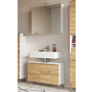 Ensemble de salle de bain Torres | Meuble lavabo et armoire de toilette | Design en chêne