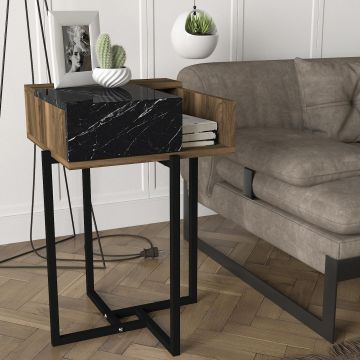 Tera Home Table d'appoint - 18mm d'épaisseur | Cadre en métal | 44" de largeur | Noyer