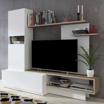 Meuble tv Boris 200cm - blanc/brun